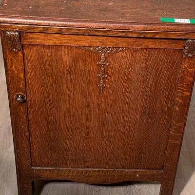 Antique Oak Fold Out Sewing Stand