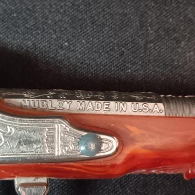 HUBLEY FLINTLOCK JR W/BAKELITE STOCK AND 2 OTHER TOY GUNS