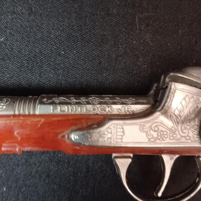 HUBLEY FLINTLOCK JR W/BAKELITE STOCK AND 2 OTHER TOY GUNS
