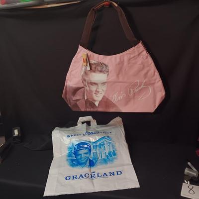 ELVIS PRESLEY TOTE BAG AND A GRACELAND PLASTIC BAG