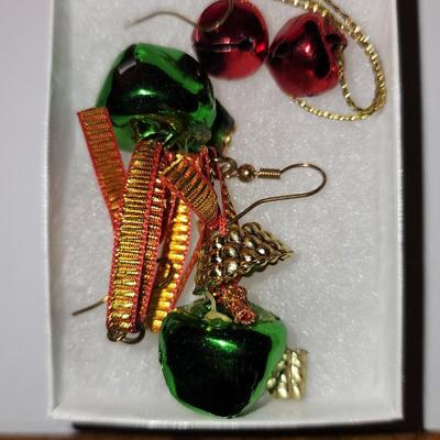 Christmas bell earrings. Two pair.