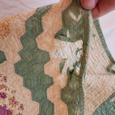 Antique Handmade Quilt ,some damage areas