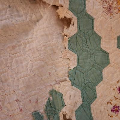 Antique Handmade Quilt ,some damage areas
