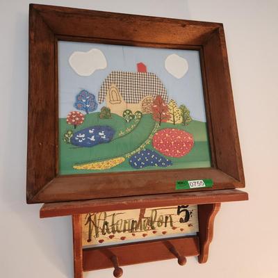 Lot of 3 Framed Art - Vintage Board Games / Stitch work and Coat Holder