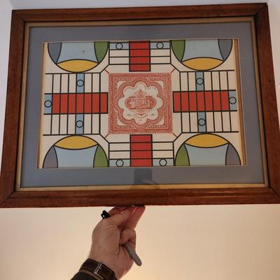 Lot of 3 Framed Art - Vintage Board Games / Stitch work and Coat Holder