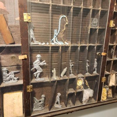 R. Hoe & Co. Wood Printer Type Drawer with Trinkets 32x17 3 hinged doors
