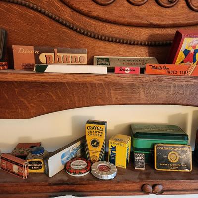 Large Collectible Lot Crayola, duo fast pocket stapler, Dixon Koh-I-Noor A.W. Faber pencils, Mini Pepsi Coke Bottles & More