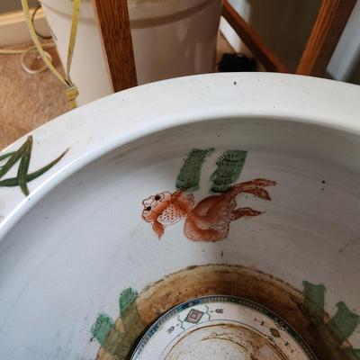 Large Fishbowl Planter w Wood Stand