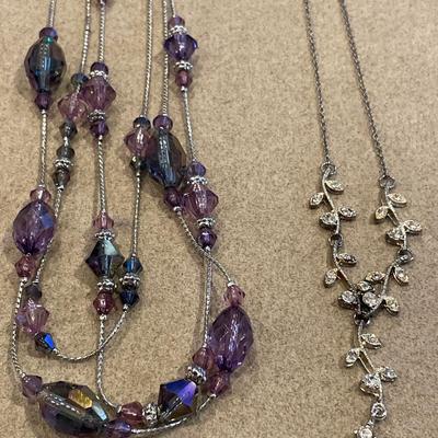 Purple bead and ivy design necklaces