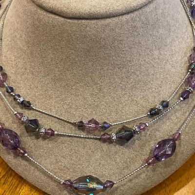 Purple bead and ivy design necklaces