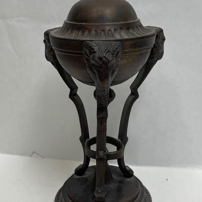 Vintage Bronze Rams Head Neoclassical Rare Urn or Incense Burner