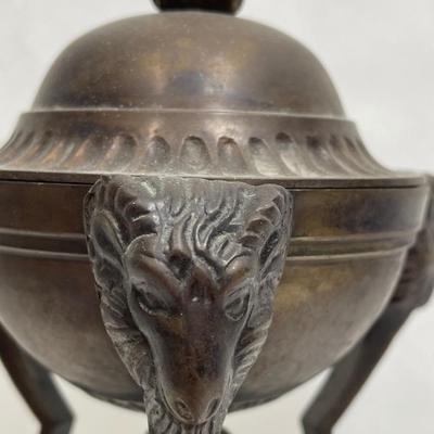 Vintage Bronze Rams Head Neoclassical Rare Urn or Incense Burner