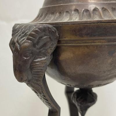 Vintage Bronze Rams Head Neoclassical Rare Urn or Incense Burner