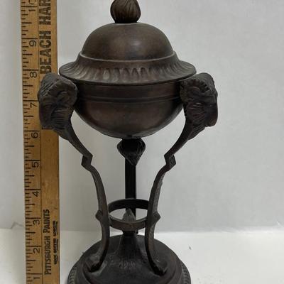Vintage Bronze Rams Head Neoclassical Rare Urn or Incense Burner