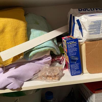 White cabinet full of cleaners