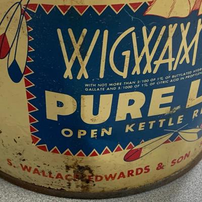 Antique Wigwam Lard Tin