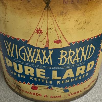 Antique Wigwam Lard Tin