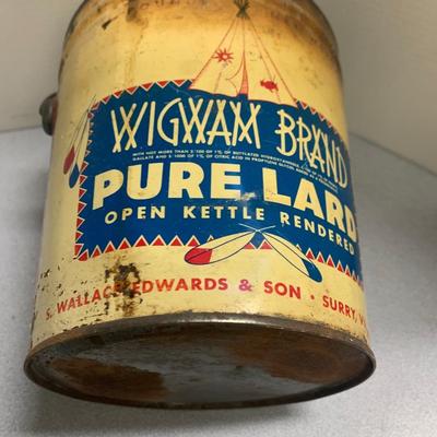 Antique Wigwam Lard Tin