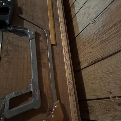 Hand Saws pry bar and yard stick