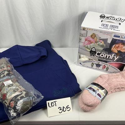 Lot H 305 New The Comfy Original Blanket Sweatshirt Cuddleduds Slipper Socks