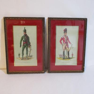 Pair Of Vintage Wall Accessories Regiment Of The Foot Officers Approx 13 1/2" x 19 1/2"