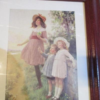 Vintage Framed Art Prints French Picture Artist Cherry Jeffe Huldah "The Love Letter" "In Disgrace" "Girl In The...