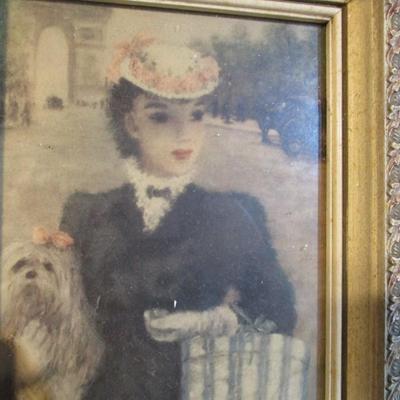 Vintage Framed Art Prints French Picture Artist Cherry Jeffe Huldah "The Love Letter" "In Disgrace" "Girl In The...
