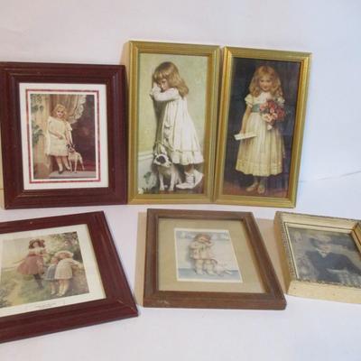 Vintage Framed Art Prints French Picture Artist Cherry Jeffe Huldah "The Love Letter" "In Disgrace" "Girl In The...