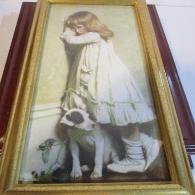Vintage Framed Art Prints French Picture Artist Cherry Jeffe Huldah "The Love Letter" "In Disgrace" "Girl In The...