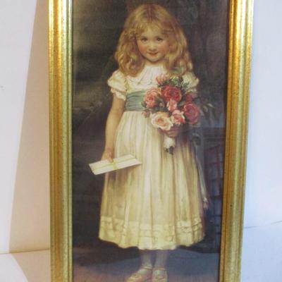 Vintage Framed Art Prints French Picture Artist Cherry Jeffe Huldah "The Love Letter" "In Disgrace" "Girl In The...