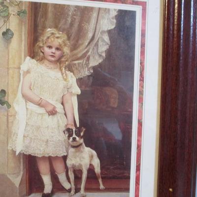 Vintage Framed Art Prints French Picture Artist Cherry Jeffe Huldah "The Love Letter" "In Disgrace" "Girl In The...