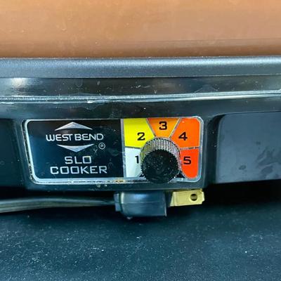Vintage West Bend 6 Qt Slow Cooker Rectangle Crock Pot Orange Brown Tested Retro