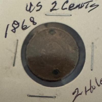 1866 2 Cent Coin (2 Holes in Coin)