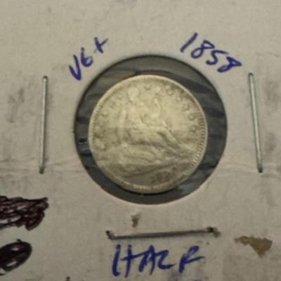 1858 Seated Liberty Hal Dime