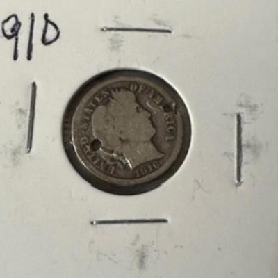 1910 Barber Dime (2 Holes)