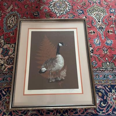 363 Signed and Numbered Goose Print “Sentry”with Composition Decoy