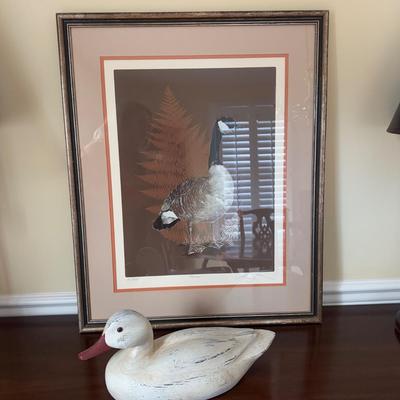 363 Signed and Numbered Goose Print “Sentry”with Composition Decoy
