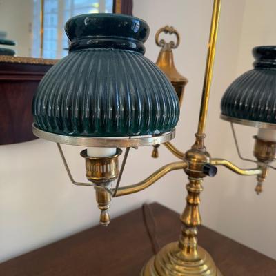 368 Antique Brass Double Light Student Lamp