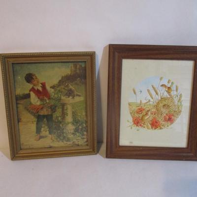 Signed Mouse In A Nest & Framed Jane Freeman Print Boy Feeding Squirrel