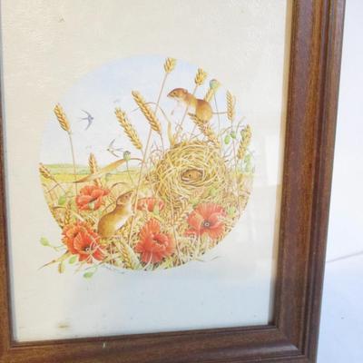 Signed Mouse In A Nest & Framed Jane Freeman Print Boy Feeding Squirrel