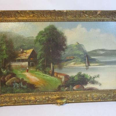Approx 35" x 23" Framed "The Chalet" By E Boehm Painting