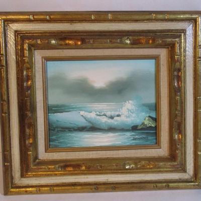 18" x 16 1/2" Framed & Signed Crashing Wave Painting