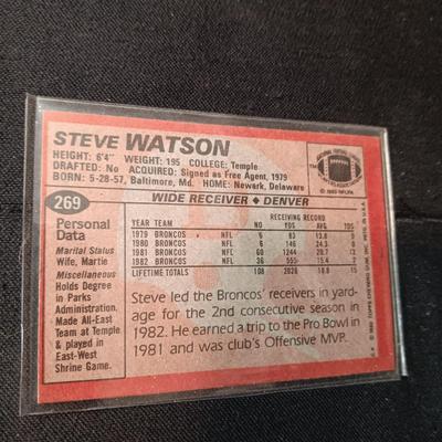 2 STEVE WATSON, DENVER BRONCOS AUTOGRAPHED CARDS