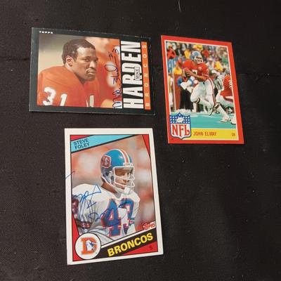 DENVER BRONCOS MIKE HARDEN & STEVE FOLEY AUTOGRAPHED CARDS ALSO JOHN ELWAY CARD