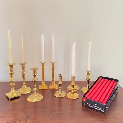 373 Large lot of VA. Metal Crafters Brass Candlesticks