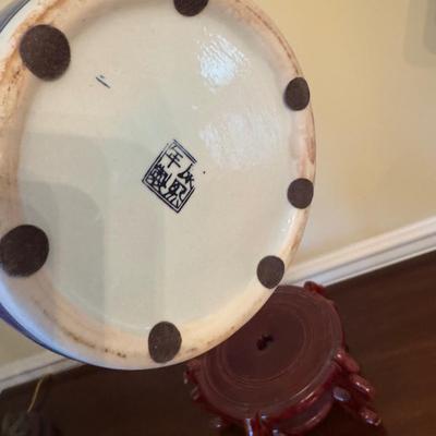 374 Blue and White Chinese Flower Pot on Stand
