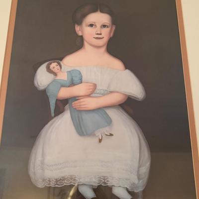 377 Vintage Framed Primitive Print.