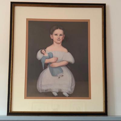 377 Vintage Framed Primitive Print.