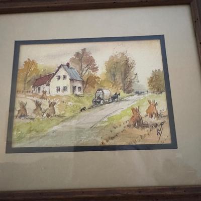 378 Pair of Original Watercolor Country Scenes by J Y