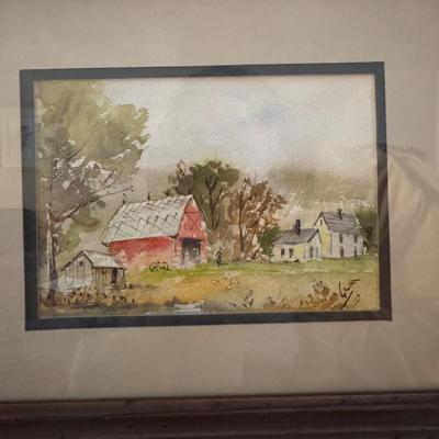 378 Pair of Original Watercolor Country Scenes by J Y